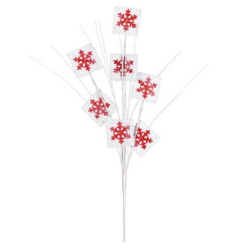Vickerman QG205032 20" RedWhite Glitter Snowflake Spray 6Bg