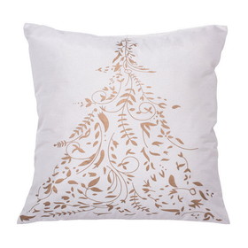 Vickerman QTX17361 18" x 18" Gold Stamped Tree Pillow