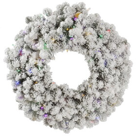 Vickerman Flocked Kodiak Wreath 100Mu+10G40LED