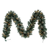 Vickerman A221511 9' Frosted Mixed Pine Garland, Clear