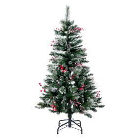 Vickerman 16" Snow Tipped Pine/Berry Tree 52T