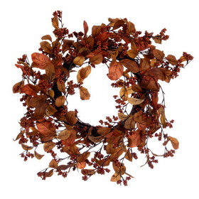 Vickerman EF214722 22" Orange Fall Leaves and Berry Wreath