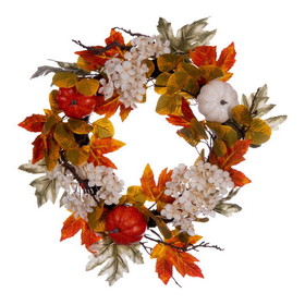Vickerman EF214822 22" Fall Pumpkin Hydrangea Wreath