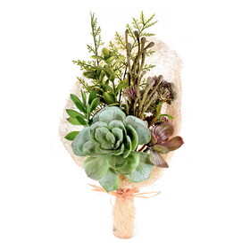 Vickerman 15" Artificial Green Succulent Bouquet.