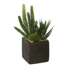 Vickerman 8" Artificial Green Succulent Arrangement Pack of 2