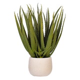 Vickerman FE236219 19.5" Artificial Green Aloe Plant In 5.3 X 6.5" Round Cement Pot.