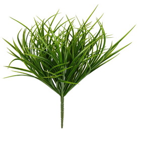 Vickerman 16" Artificial Green Grass Bush UV Coated Set of 3
