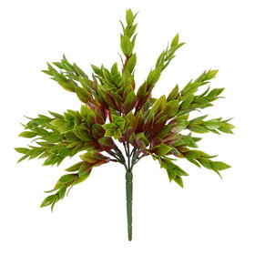 Vickerman 10.5" Artificial Green Mini Leaf Bush UV Coated Set of 4