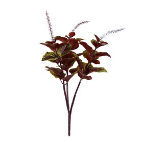 Vickerman 15" Artificial Green and Purple Perilla Stem Set of 3