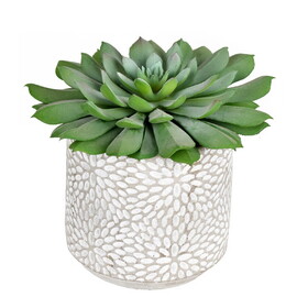 Vickerman 6" Artificial Green Potted Succulent Pack of 2