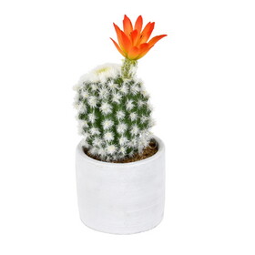 Vickerman 9" Artificial Green Cactus in Cement Pot Pack of 2