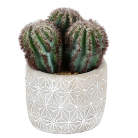 Vickerman 9" Artificial Green Cactus in Cement Pot.