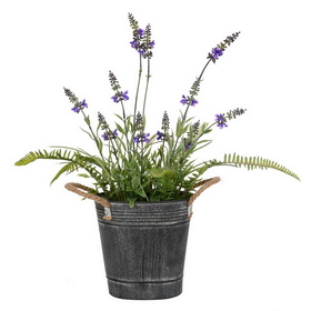 Vickerman Lavender Flower Fern in Iron Pot