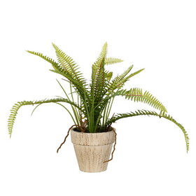 Vickerman 12" Artificial Green Fern Bush.