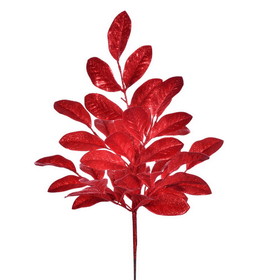 Vickerman FK220303 25" Red Apple Leaf Glitter Bush, 2/Bag