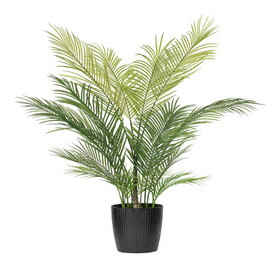 Vickerman FM238550 50" Green Areca Palm Plant. This is an artificial plant in a black plastic pot.