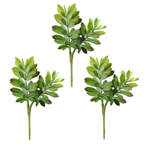 Vickerman 10" Artificial Green Crassula Tetragona Pick Pack of 3