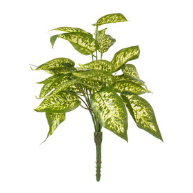 Vickerman 11" Artificial Green Polyester Dieffenbachia Bush Set of 3
