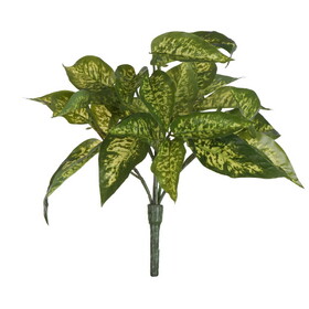 Vickerman 11" Artificial Green Plastic Dieffenbachia Bush Set of 3
