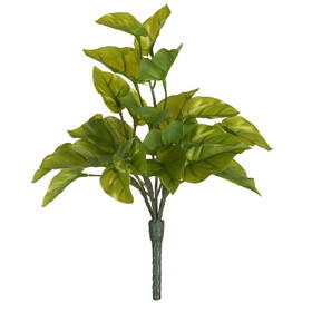 Vickerman 12" Artificial Green Pothos Leaf Bush Set of 3
