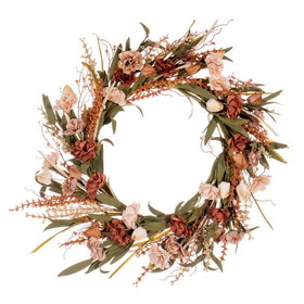Vickerman FQ222320 20" Brown/Cream Carnation/Lantern Wreath
