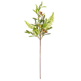 Vickerman FS232627 27" Artificial Green Olive Spray 3/Bag. Features green foliage with dark orange olives.