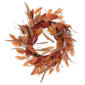 Vickerman FT227122 22" Cream Red Leaf Wreath