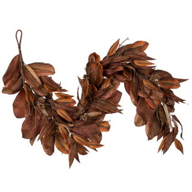 Vickerman FT240172 72" Brown Magnolia Leaf Garland. It Measures 72 By 9 Inches.