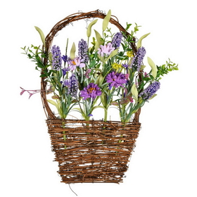 Vickerman 16"x10" Purple Lilac Wild Flower Basket