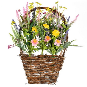 Vickerman 16"x10" Pink/Yellow Wild Flowers Basket