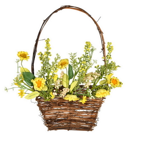 Vickerman 10" x 14" Yellow Sunflower Basket