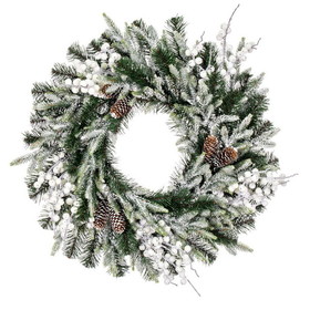 Vickerman G220824 24" Frosted Berry Mixed Pine Wreath 295T