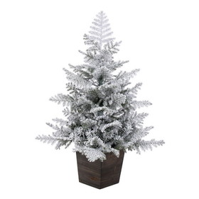 Vickerman G221530 3' x28" Potted Snowy Rosemary Pine 1006T