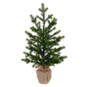Vickerman G231524 24" x 14" Cobby Spruce Artificial UnLit Christmas Tree with 192 PE Tips and Burlap Base