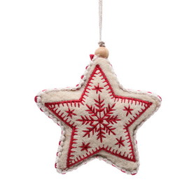 Vickerman 5" Red/White Felt Snowflake Star 2/bag
