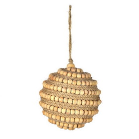 Vickerman 3" Natural Wood Bead Ball Ornament 4/Bag