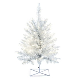 Vickerman K160221LED 2' X 20" Red Artificial Pre-Lit Christmas Tree, 50 Warm White Led Lights.