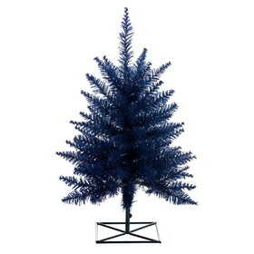 Vickerman K160620 2' X 20" Navy Artificial Unlit Christmas Tree With 84 Pvc Tips And Plastic Tree Stand