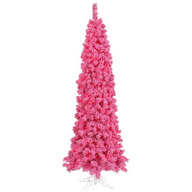 Vickerman 4.5" x 24" Flocked Pink Fir Tree 360T