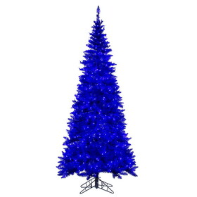 Vickerman K234346LED 4.5' X 24" Slim Blue Artificial Pre-Lit Christmas Tree With Lights And Folding Metal Tree Stand
