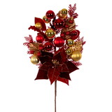 Vickerman Red Poinsettia Deco Pick 2/Box