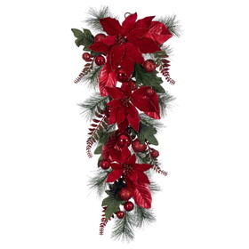 Vickerman L225403 22" Merry Red Velvet Poinsettia 3/Bag
