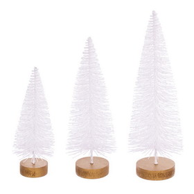 Vickerman LS220611 8"-10"-12" White Bottle Brush Tree Set/3