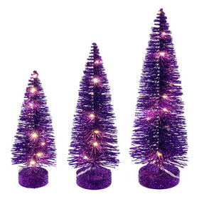 Vickerman LS240166WWBO 8"-10"-12" Purple Bottle Brush Clear Lts