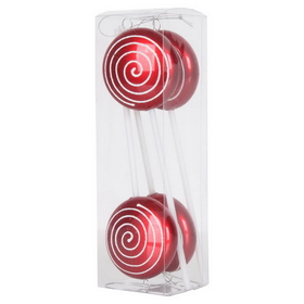 Vickerman 10" Red Candy Irid Swirl Lollipop 4/Box