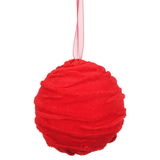 Vickerman Red Gathered Cloth Ball 4/Bag
