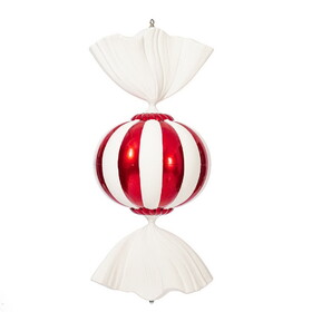 Vickerman 36" Red and White Candy Ornament with Glitter Accents