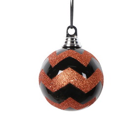 Vickerman MT2210510 4" Black Orange Round Ornament 4/Bag