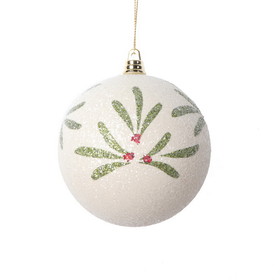Vickerman MT2212110 4" Holly Berry White Ball Ornament 3/Bag