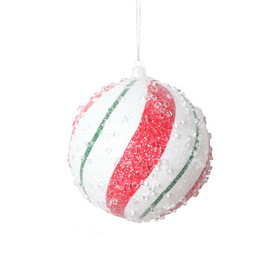 Vickerman MT2214910 4" Red Green Swirl Ball Ornament 3/Bag